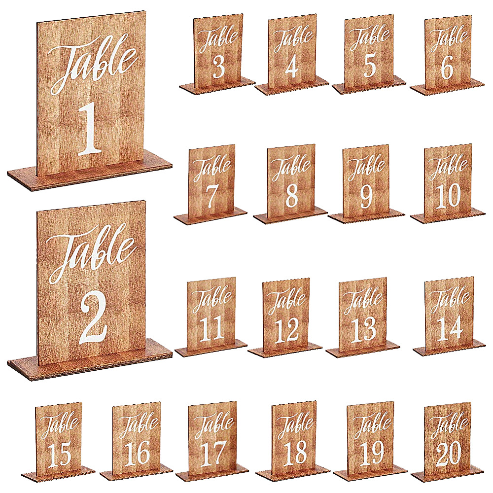 Desk Setup Design - 20 cartes numérotées élégantes en bois