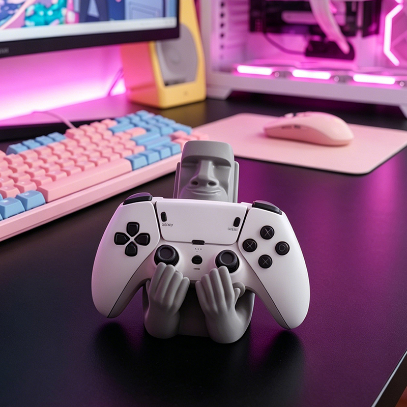Desk Setup Xbox - Sculpture en résine Moai de l'île