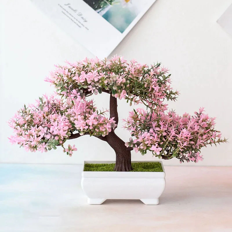 Desk Setup At Home - Plantes artificielles bonsaï, fausses fleurs, ornements