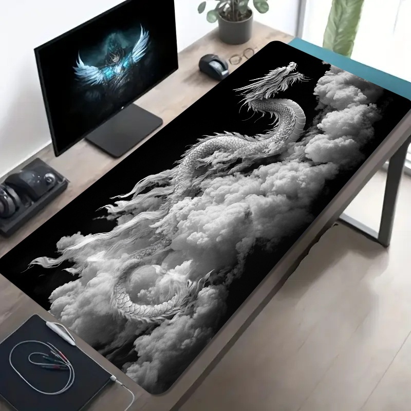 Tapis de souris de jeu Dragon  - Desk Setup Black And White avis et prix