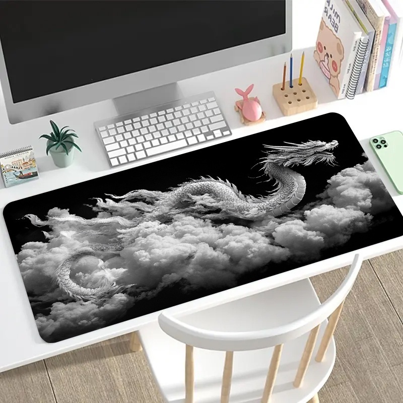 Tapis de souris de jeu Dragon  - Desk Setup Black And White avis et prix