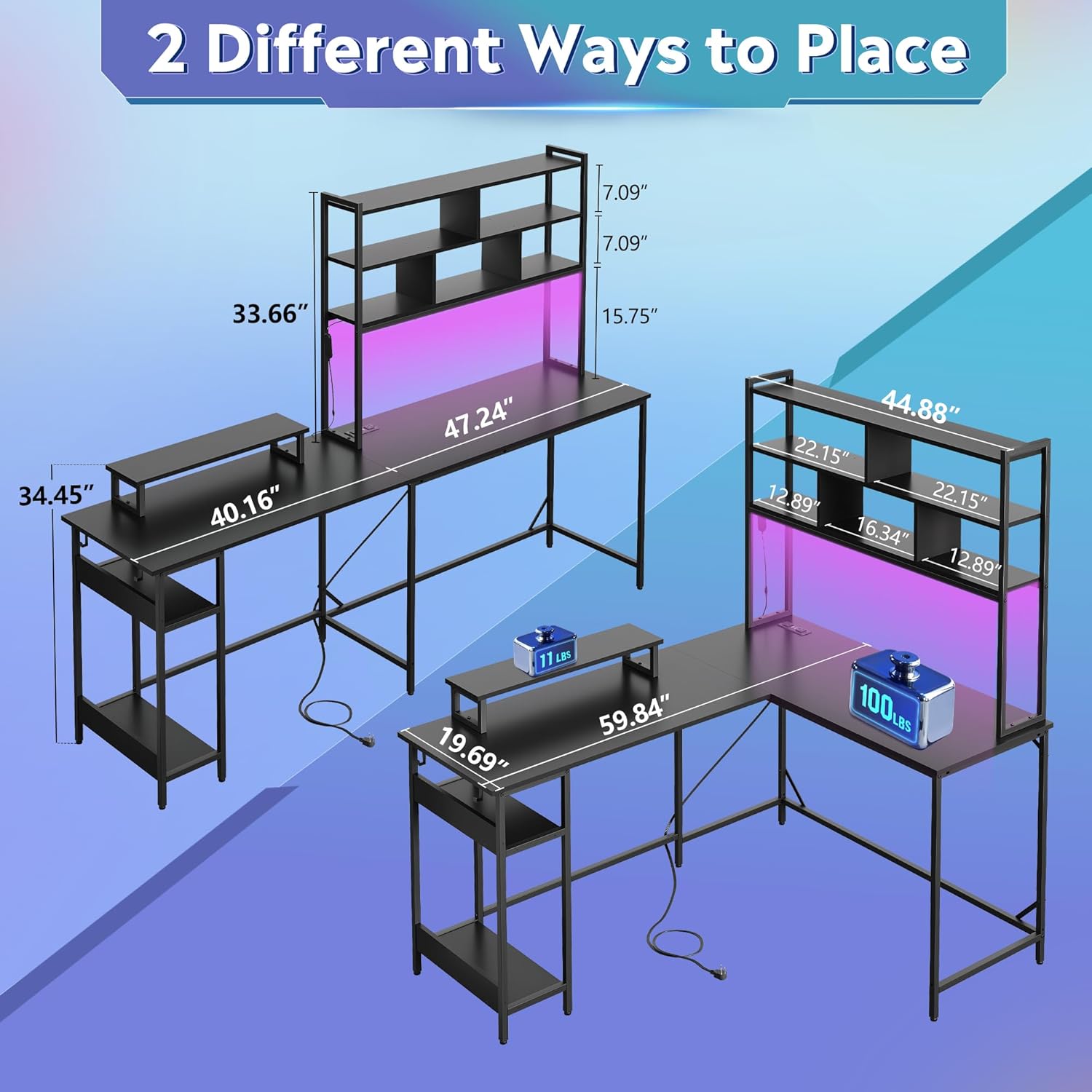 Bureau de jeu en forme de L av - Gaming Setup Desk avis et prix