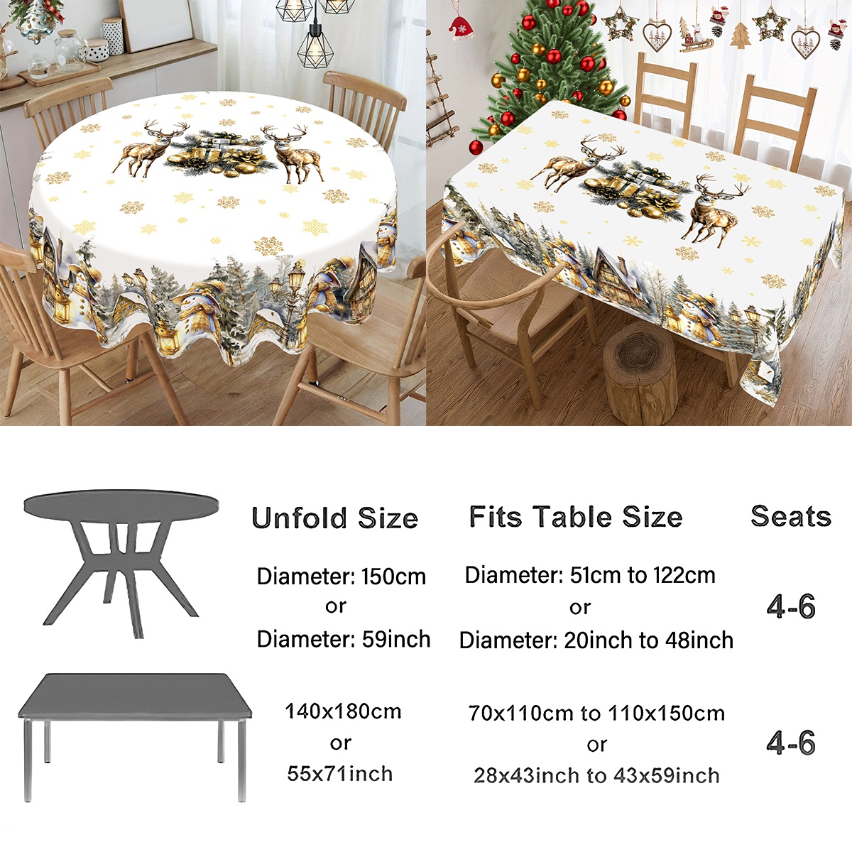 Joyeux Noël Nappe Blanche Doré - Desk Setup Design avis et prix