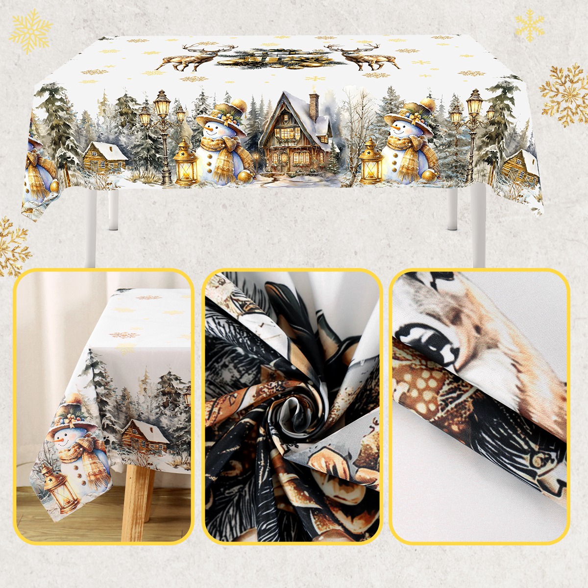 Joyeux Noël Nappe Blanche Doré - Desk Setup Design avis et prix
